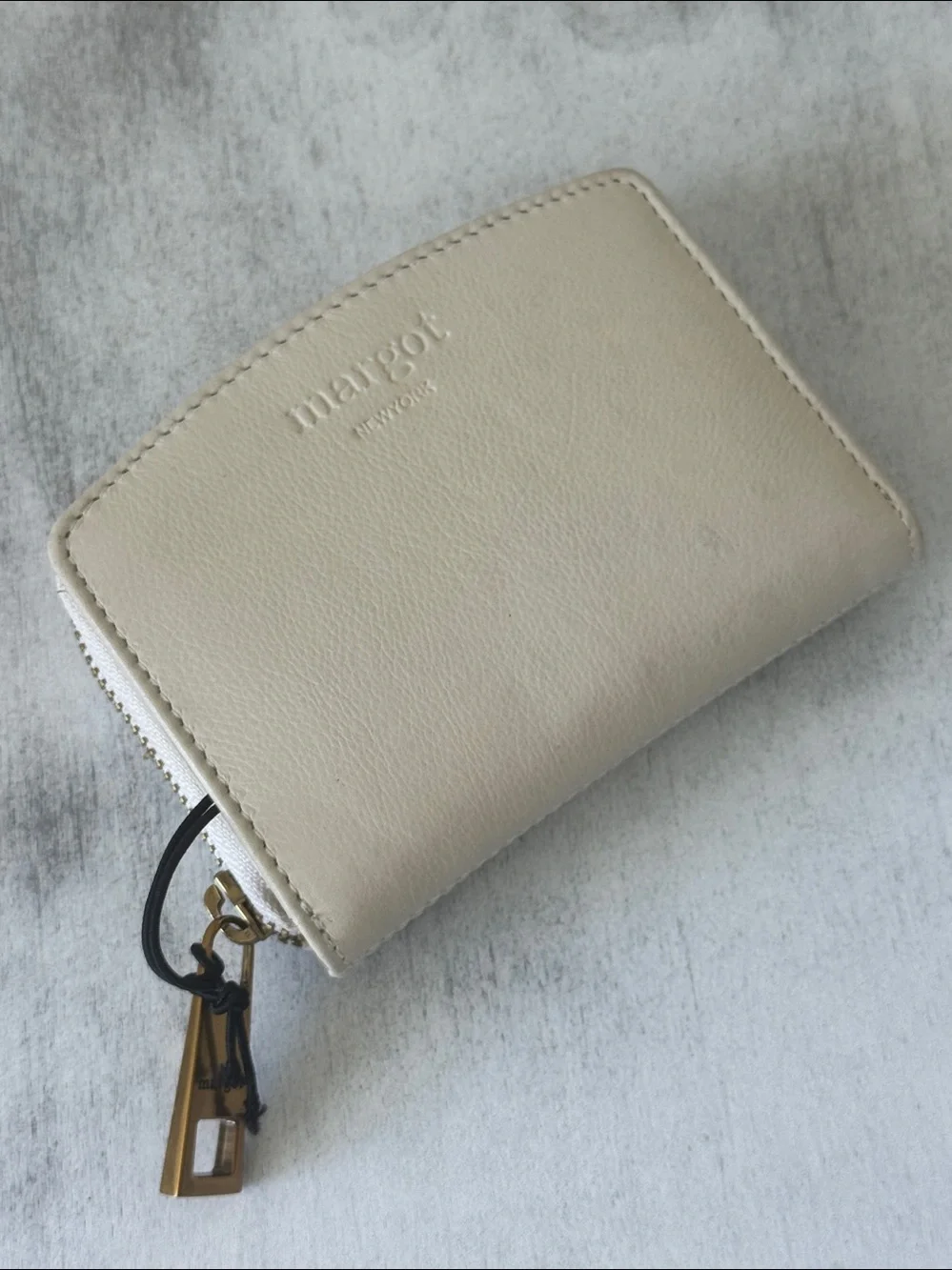 Margot Gina Compact Leather Wallet Off White Cream